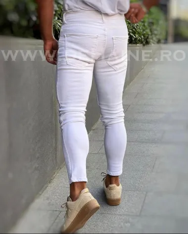 Blugi barbati conici albi B3340